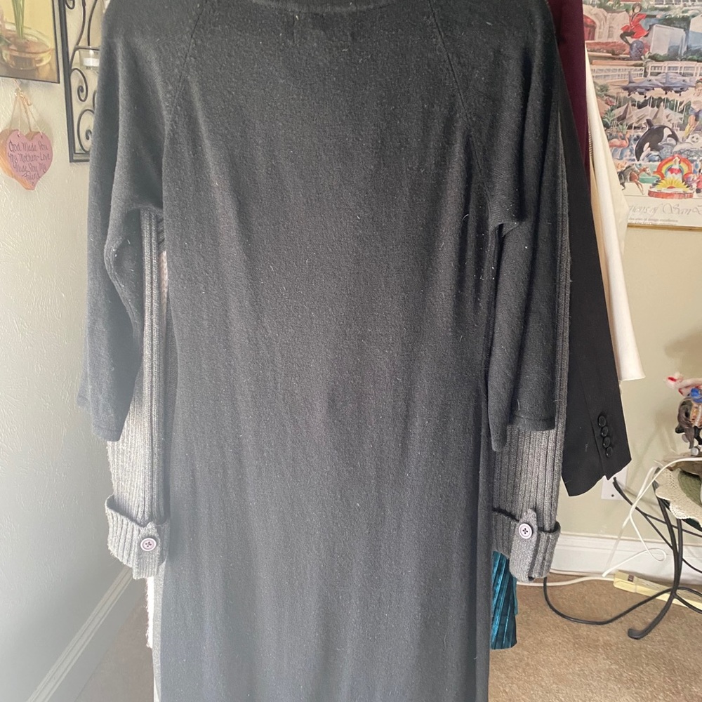 Connected apparel black scoop neck sweaterdress